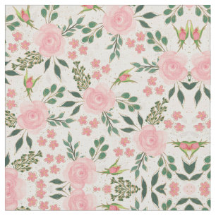 Roze Waterverf Rozen Gold Outline Design Stof