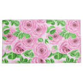 Roze waterverf rozen met bladeren en knoppen kussensloop (Voorkant-Rechts)