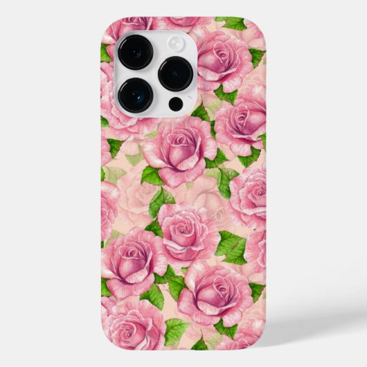 Roze waterverf rozen patroon Case-Mate iPhone case (Achterkant)