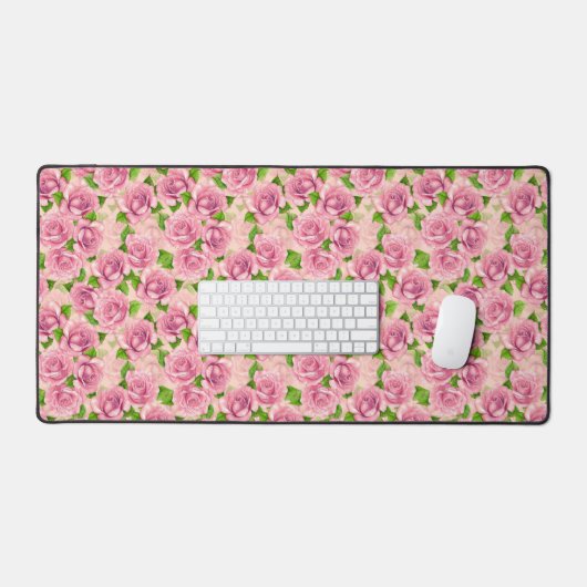 Roze waterverf rozen patroon omwikkelpapier bureaumat (Keyboard & Muis)