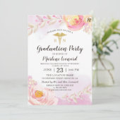 Roze Waterverf Rozen RN Nurse Graduparty Kaart (Staand voorkant)