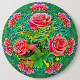 Roze Waterverf Rozen Ronde Button 6,0 Cm