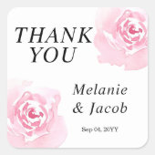 Roze Waterverf Rozen Ronde Sticker (Voorkant)