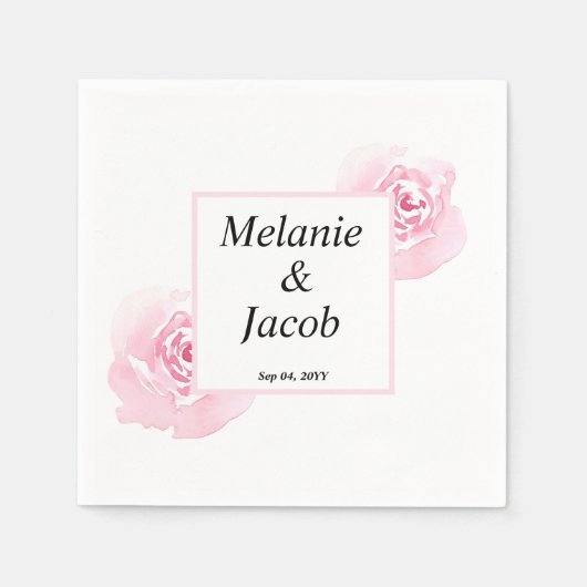 Roze Waterverf Rozen Servet (Voorkant)