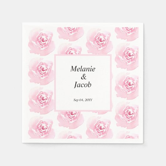 Roze Waterverf Rozen Servet (Voorkant)