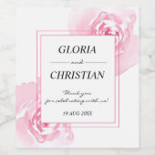 Roze Waterverf Rozen Wijnlabel Wijn Etiket (Enkel label)