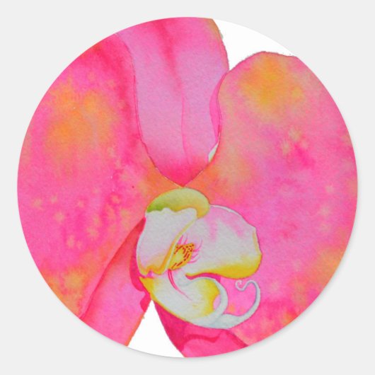 Roze waterverf schilderij ronde sticker (Voorkant)