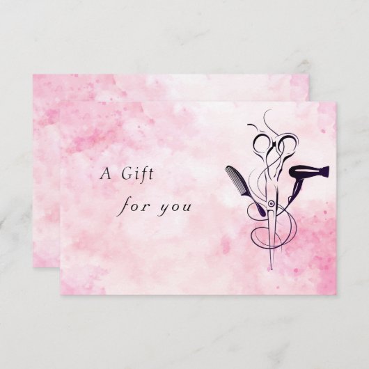Roze Waterverf Schoonheidssalon cadeaubon (Voorkant / Achterkant)