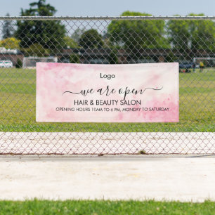 Roze Waterverf Schoonheidssalon Spandoek