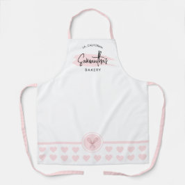 Roze Waterverf Script Naam Bakkerij Chef Cateraar Schort
