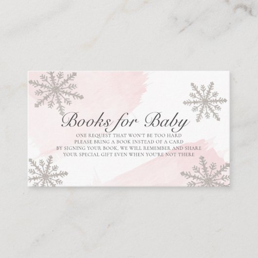 Roze Waterverf Silver Snowflakes Book Request Informatiekaartje (Voorkant)