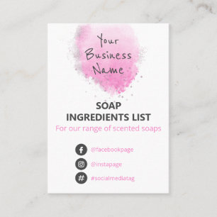 Roze Waterverf Soap Fragrance Logo Ingrediënten Visitekaartje