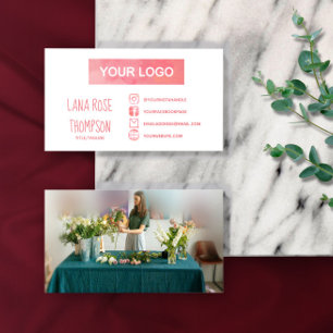 Roze Waterverf Social Media Logo & Foto Visitekaartje