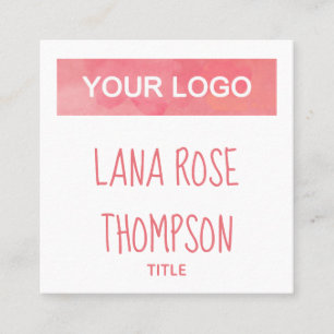Roze Waterverf sociale media pictogrammen en uw Lo Vierkante Visitekaartje