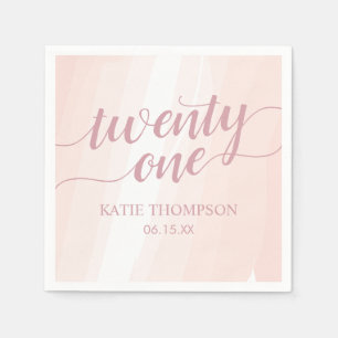 Roze Waterverf Splash 21ste verjaardag Servet