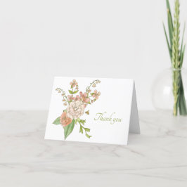 Roze Waterverf Spring Bouquet Hartelijk dank Bedankkaart