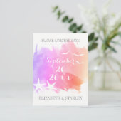 Roze waterverf, stervisbruiloft Opslaan Datum Aankondigingskaart (Staand voorkant)