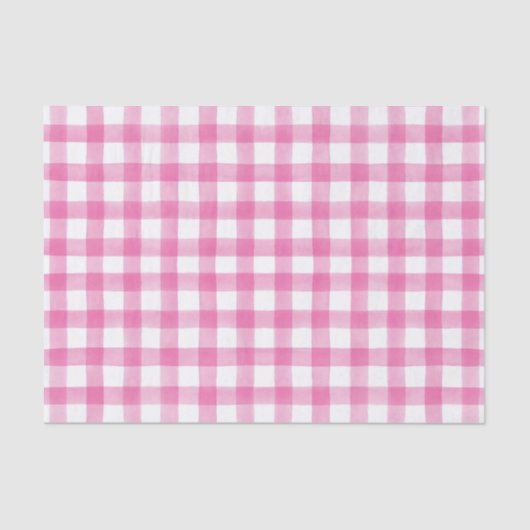 Roze Waterverf Stippen Gingham Weefpapier Tissuepapier (Voorkant)