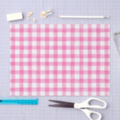 Roze Waterverf Stippen Gingham Weefpapier Tissuepapier (Craft)