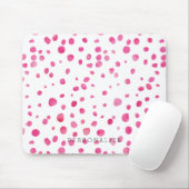Roze Waterverf Stippen op maat Muismat (Met muis)