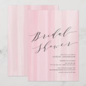 Roze Waterverf Stripes Bridal Shower Uitnodiging (Voorkant / Achterkant)