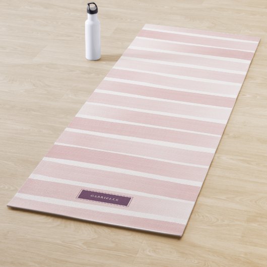 Roze Waterverf Stripes op maat Yogamat (In situ)