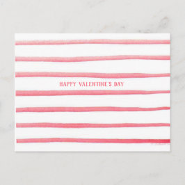 Roze Waterverf Stripes Valentijnsdag Briefkaart