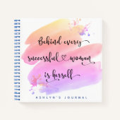 Roze Waterverf Succesvolle Vrouw Script Dankbaarhe Notitieboek (Voorkant)