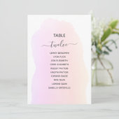 Roze waterverf Tabel Aantal zitplaatsen Kaart (Staand voorkant)
