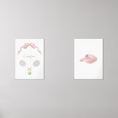 Roze Waterverf Tennis aangepaste naam set van 2 po (Voorkant)