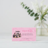 Roze Waterverf Tractor Meisje Luier Raffle Visitekaartje (Staand voorkant)