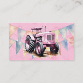 Roze Waterverf Tractor Meisje Luier Raffle Visitekaartje (Achterkant)