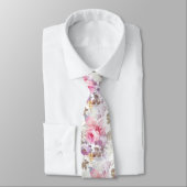  roze Waterverf Trendy Rozen Floral Stropdas (Gebonden)