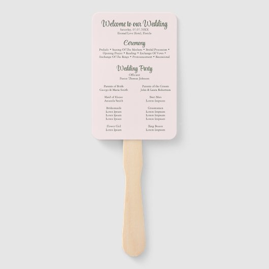 Roze Waterverf Tropisch Flamingo Trouwprogramma Handwaaier (Achterkant)