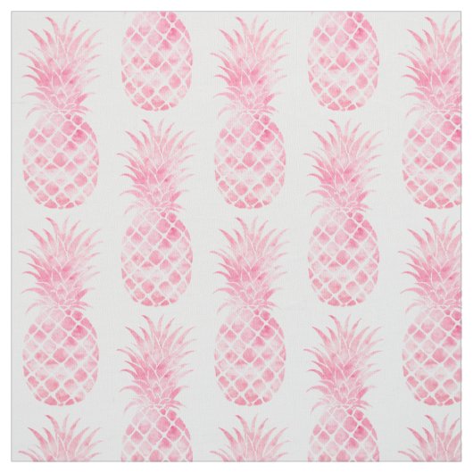 Roze Waterverf Tropische anananassen Stof (Swatch)