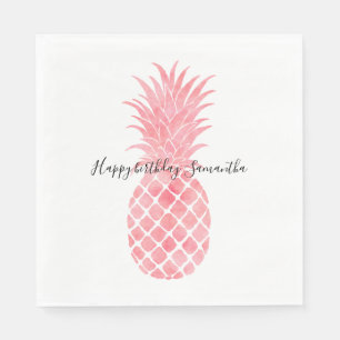 Roze Waterverf tropische ananas Servet