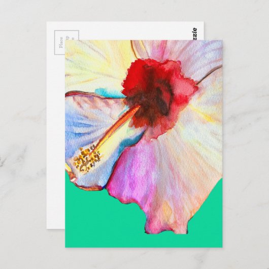 Roze waterverf tulpen kunst briefkaart (Voorkant / Achterkant)