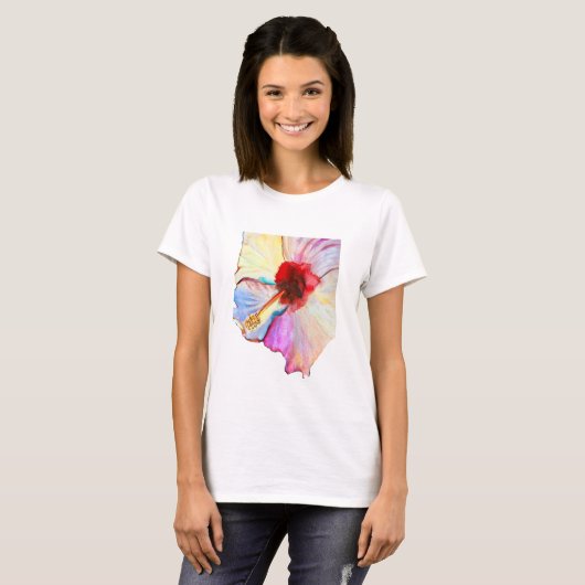 Roze waterverf tulpen kunst t-shirt (Voorkant volledig)