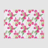 Roze Waterverf Tulpen Tissue Paper Tissuepapier (Voorkant)