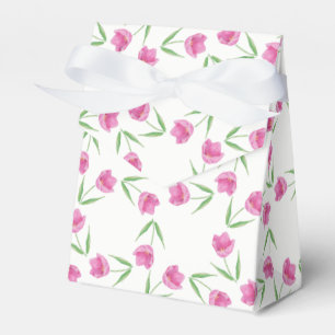 Roze Waterverf Tulps Patroon Bedankdoosjes