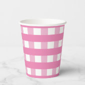 Roze Waterverf van Gingham Party Tableware Papieren Bekers (Achterkant)
