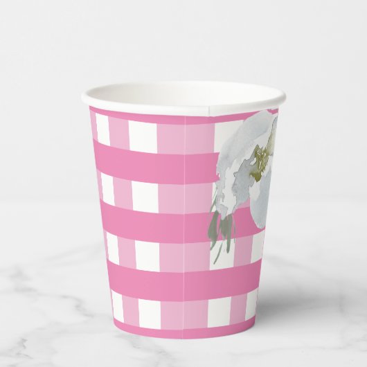 Roze Waterverf van Gingham Party Tableware Papieren Bekers (Rechts)