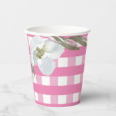 Roze Waterverf van Gingham Party Tableware Papieren Bekers (Voorkant)