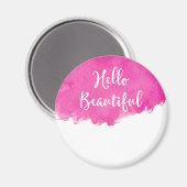 Roze Waterverf Verf Hallo Schitterend Magneet (Voorkant / Achterkant)