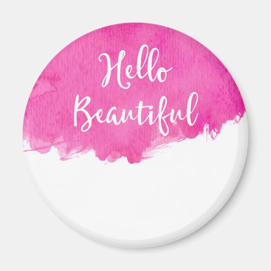 Roze Waterverf Verf Hallo Schitterend Magneet (Voorkant)