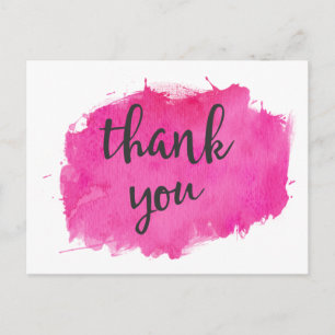Roze Waterverf Verf Splatter Dank u Briefkaart
