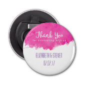 Roze Waterverf Verf Splatter Weddenschap Bedankt Button Flesopener (Voorkant)