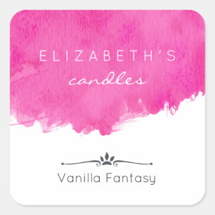 Roze Waterverf verfspetterkaars Vierkante Sticker