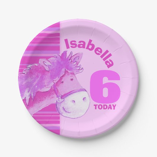 Roze waterverf verjaardagsfeestje bord (Voorkant)