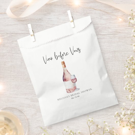Roze Waterverf Vino voor geloften Vrijgezellenfees Bedankzakje (Geknipt)